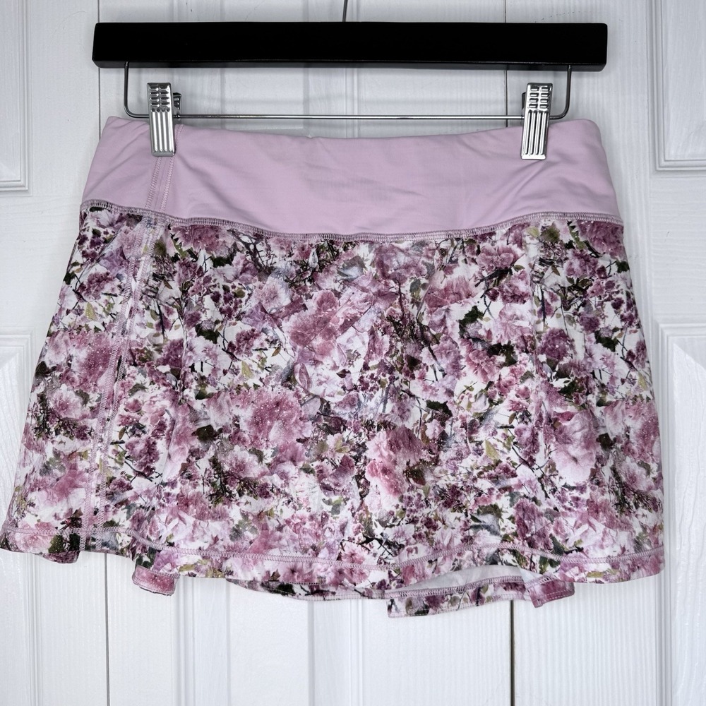 Lululemon Pace Rival Skirt 6 Pink Blossom Spritz Floral Athletic Tennis Skort
